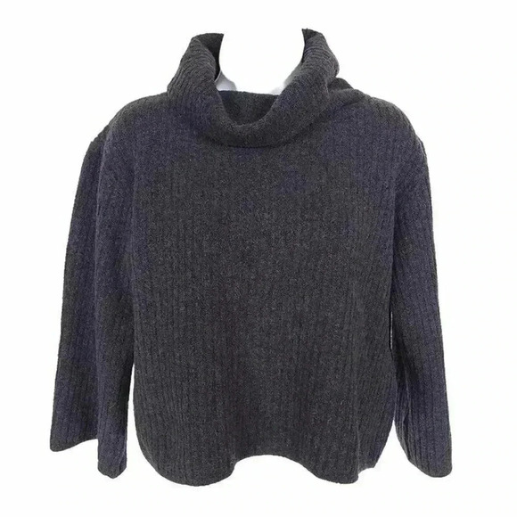 St. John Wool Cropped Sweater Top Black Women's P Long Sleeve Cowl Neck USA - Picture 2 of 4